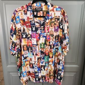 PLAYBOY By PacSun Vintage Magazine Cover Collage Button Down Men's Shirt Medium